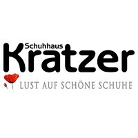 Logo des Schuhhaus Kratzer in schwarzen Buchstaben mit roter Blume.